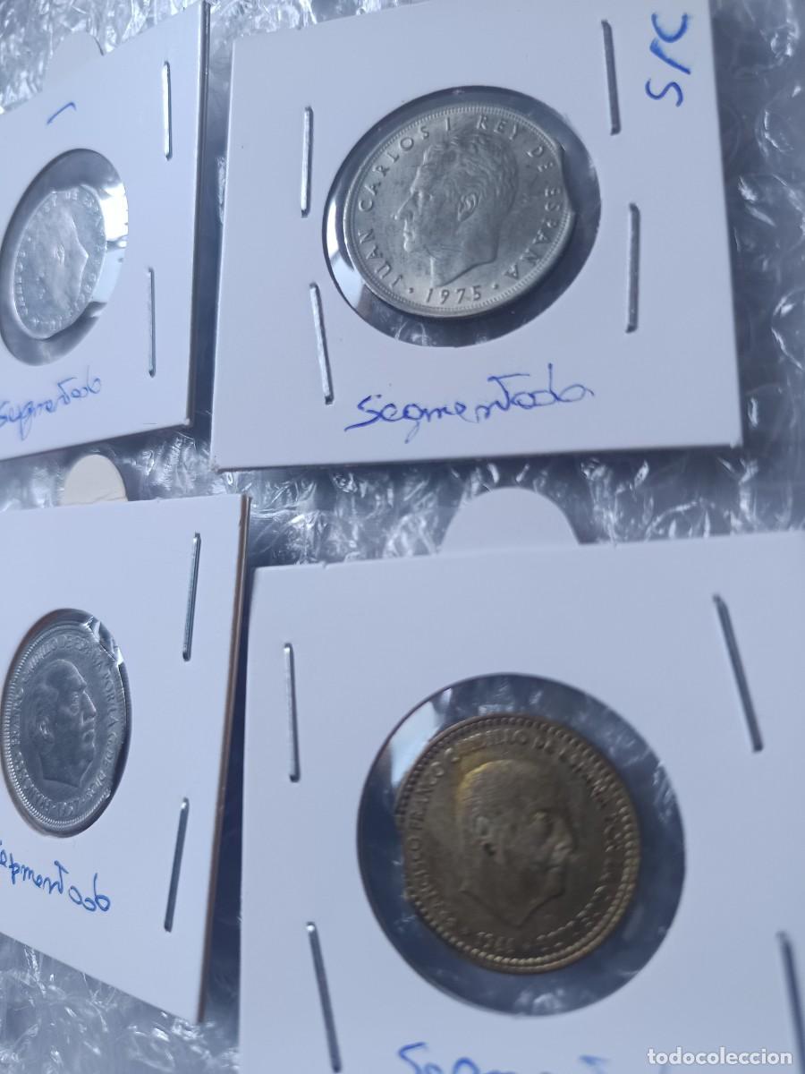 Monedas con errores: Lote 4 monedas 1 pesetas y 5 pesetas segmentadas - Foto 2