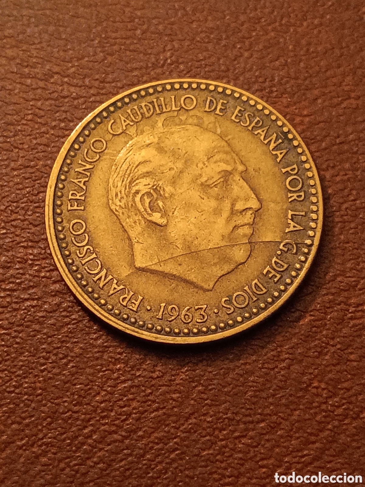 M&uuml;nzen mit Fehlern: DOBLE ERROR REPINTE Y ROTURA DE CU&Ntilde;O - 1 PESETA 1963 *66 - ESTADO ESPA&Ntilde;OL