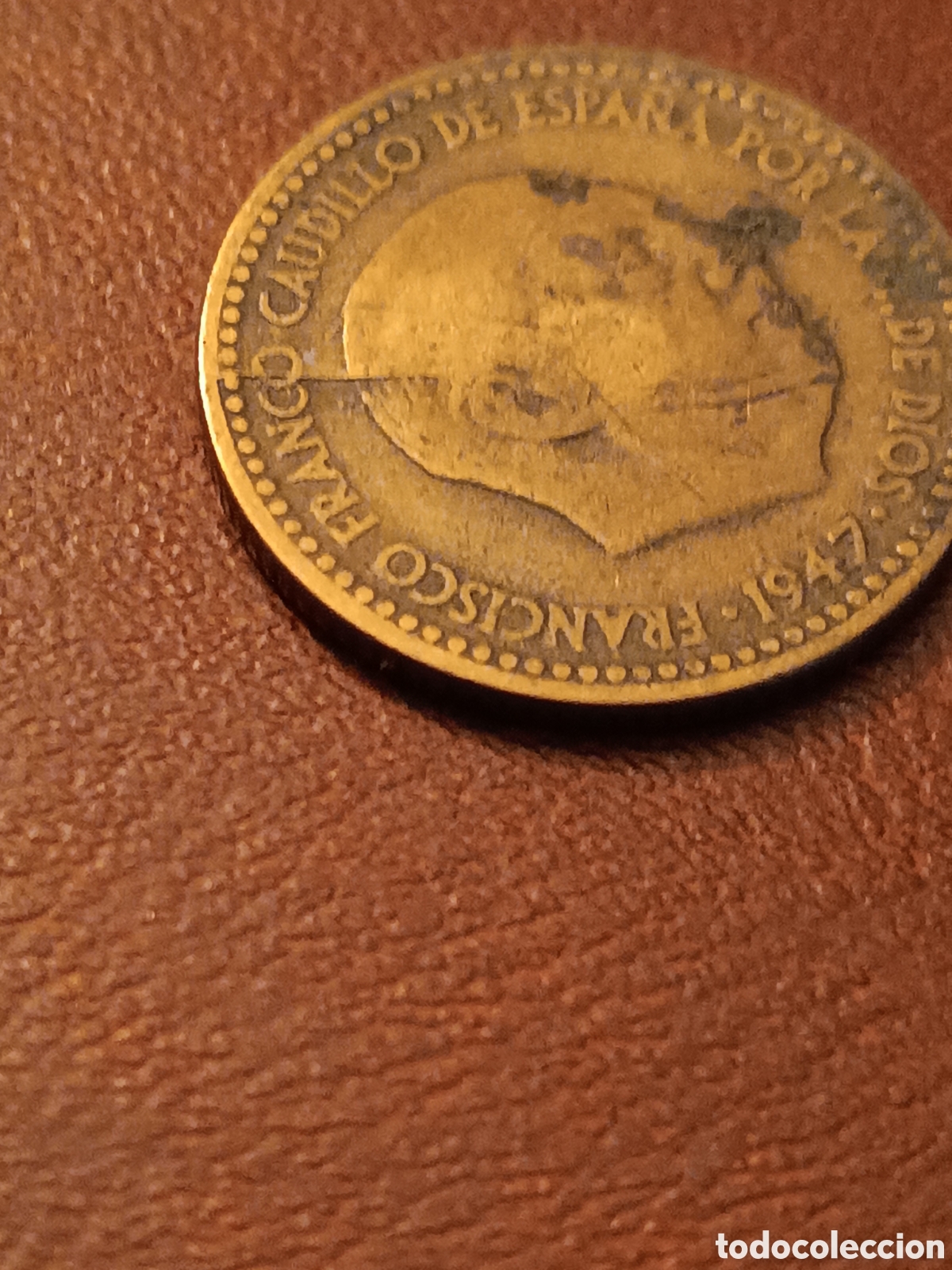 Monedas con errores: ERROR ROTURA DE CU&Ntilde;O - 1 PESETA 1947 - ESTADO ESPA&Ntilde;OL - Foto 2