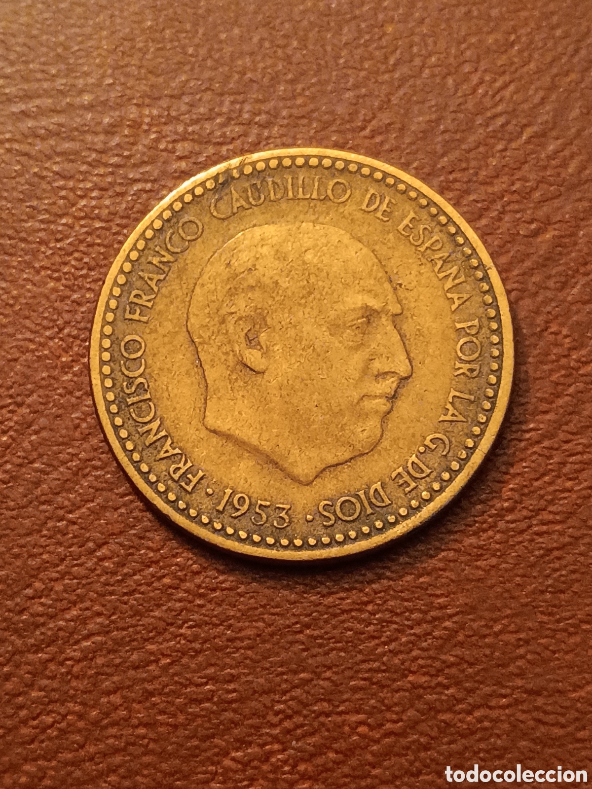 Monedas con errores: ERROR ROTURA DE CU&Ntilde;O - 1 PESETA 1953 - ESTADO ESPA&Ntilde;OL - Foto 2