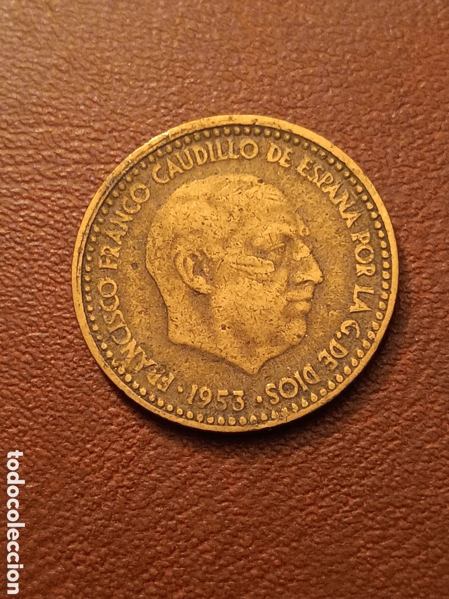 Monete con errori: ERROR EXCESO DE METAL EN LA CARA - 1 PESETA 1953 *56 - ESTADO ESPA&Ntilde;OL