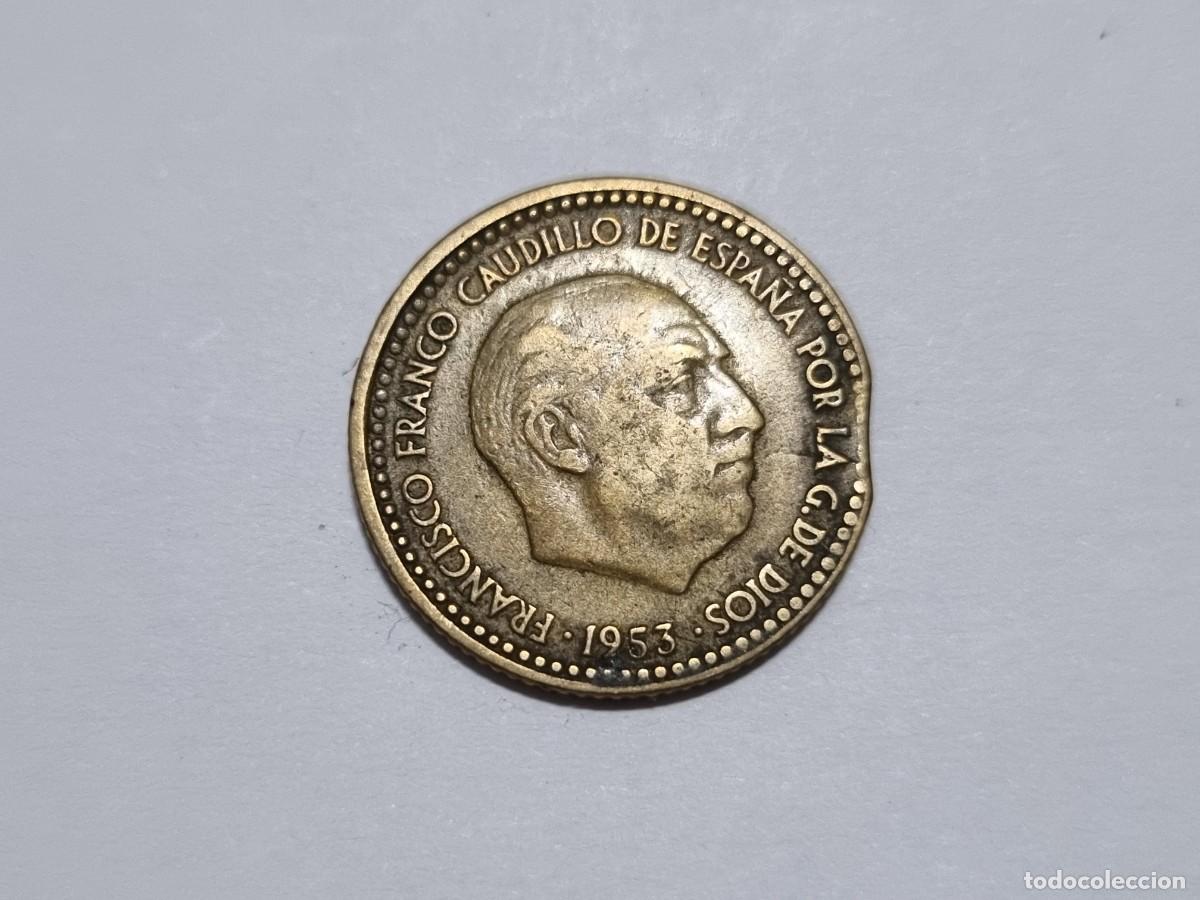 Monedas con errores: Antigua Moneda Espa&ntilde;a 1 Peseta Franco 1953-56* Error Fallo Acu&ntilde;acion Coleccion