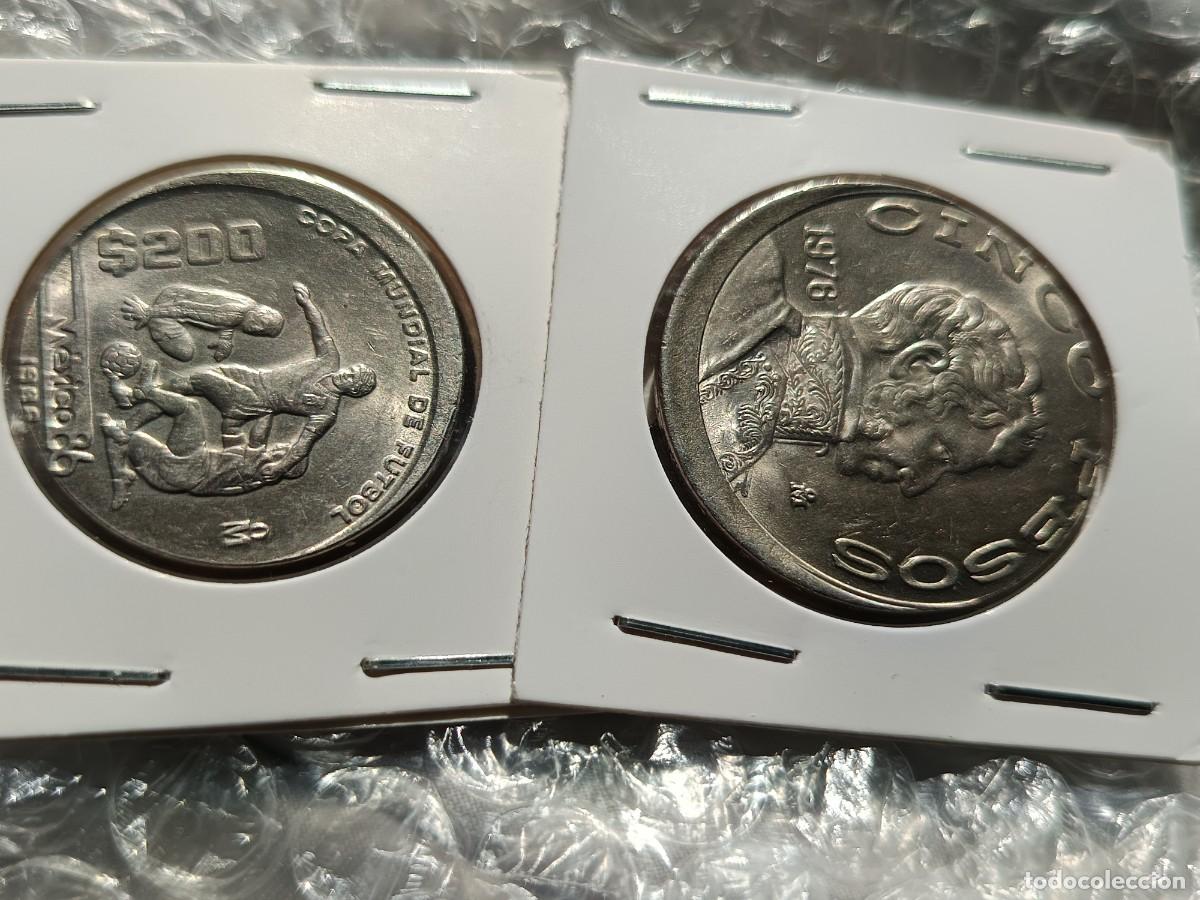 Monedas con errores: Monedas 5 pesos 1976 y 200 pesos 1986 mundial M&eacute;xico sin circular