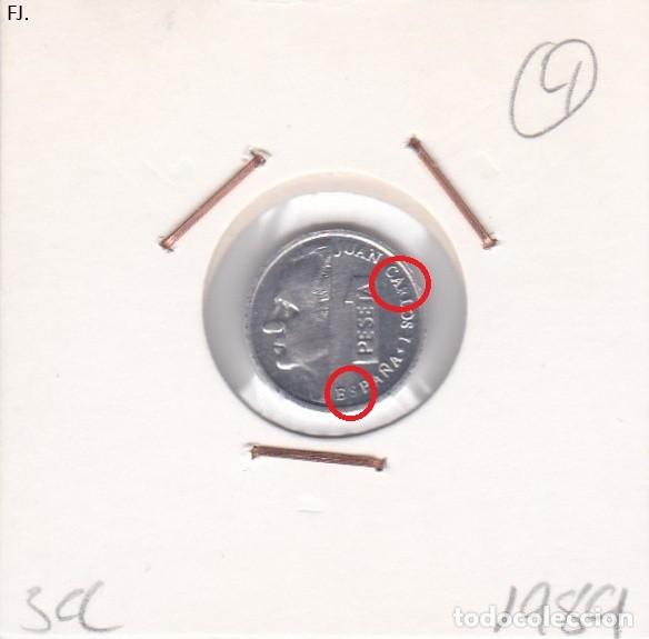 Monedas con errores: Moneda 1 Pta 1989 J Carlos. Error, Cu&ntilde;o Desgastado, Letras. Anv S/C.