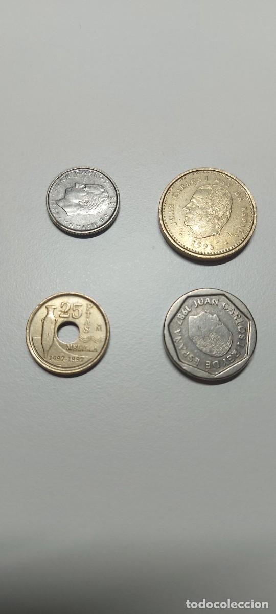 Monedas con errores: Monedas de Espa&ntilde;a: 200 pts,100 pts, 1 pts y 5 pts - Foto 1