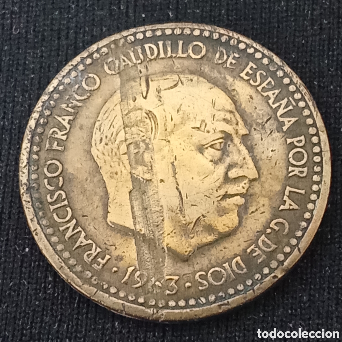 Monedas con errores: Error falta de material, 1 peseta Espa&ntilde;a 1963 - Foto 1
