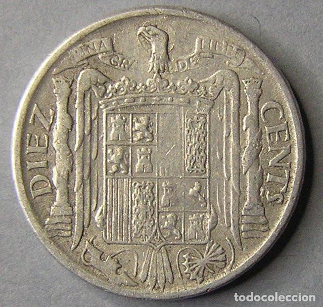 Monedas con errores: 10 CENTIMOS 1941 - VARIANTE CU&Ntilde;O EMPASTADO EN REVERSO