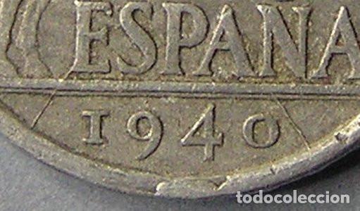 Monedas con errores: 10 CENTIMOS 1940 - VARIANTE CU&Ntilde;O DEL ANVERSO ROTO EN FORMA RADIAL - Foto 3