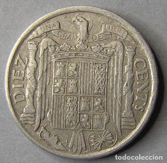 Monedas con errores: 10 CENTIMOS 1940 - VARIANTE CU&Ntilde;O DEL ANVERSO ROTO EN FORMA RADIAL - Foto 4