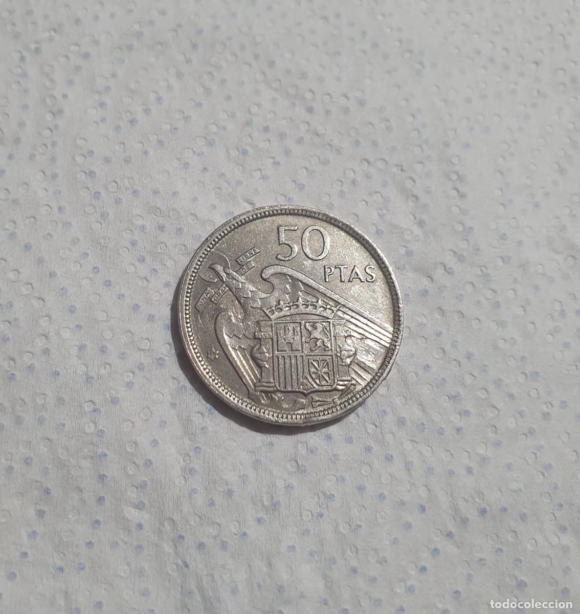 Monedas con errores: 50 pesetas 1957 (*58) &ndash; Variante error &laquo;UNA LIBRE GRANDE&raquo;. - Foto 2