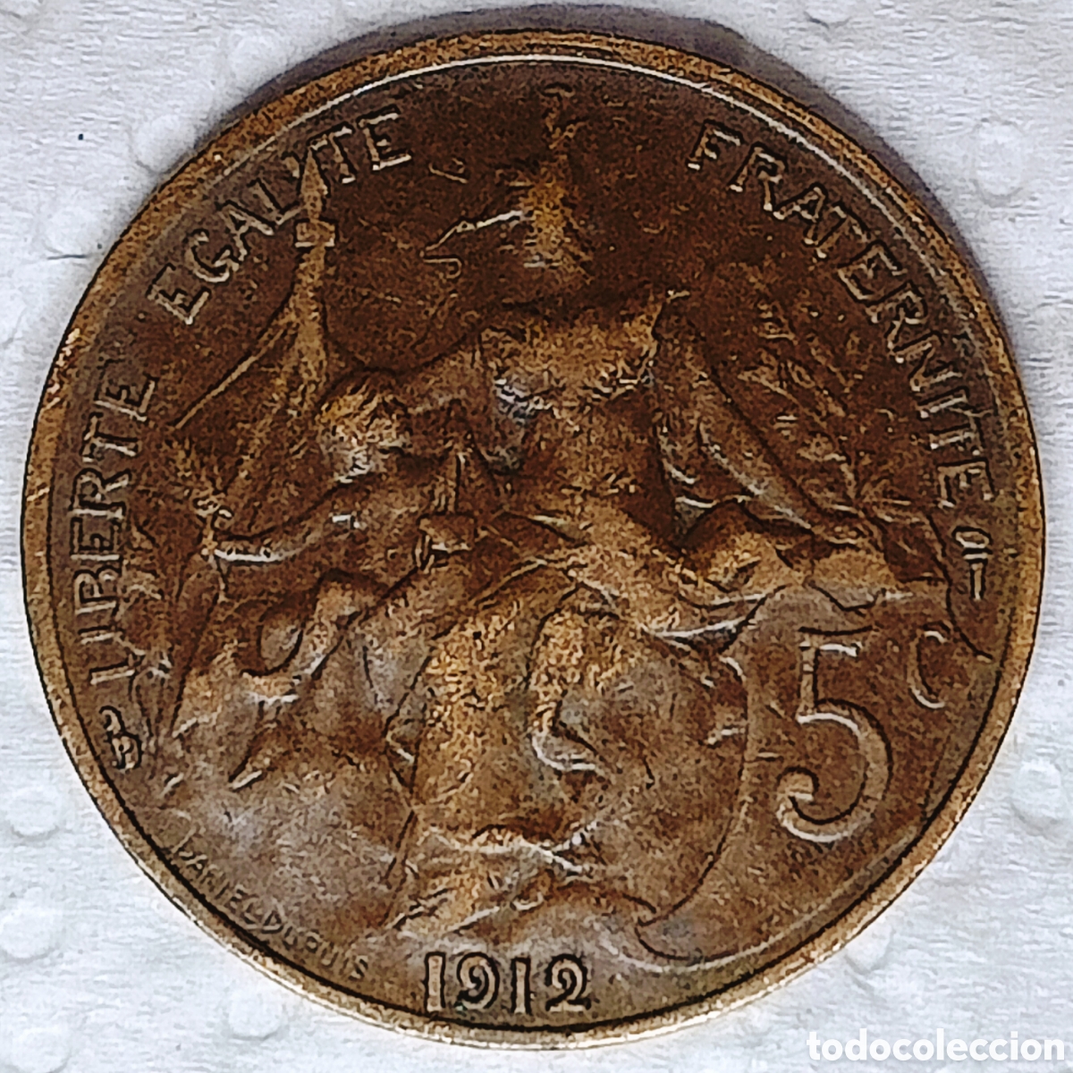 Monedas con errores: Moneda Francia (1912) error mec&aacute;nico - Foto 1