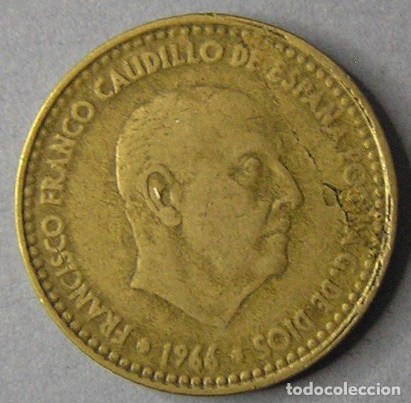 Monedas con errores: 1 PESETA 1966 (19-67) - VARIANTE COSPEL SALTADO