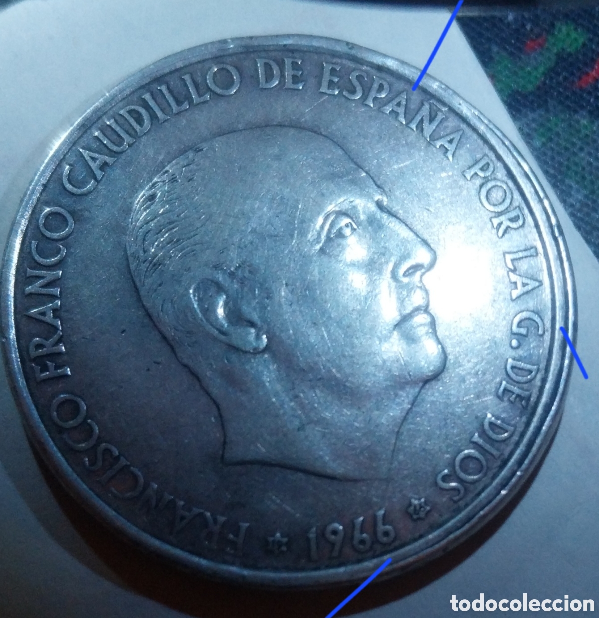 Monedas con errores: 100 Ptas 1966 *66 Plata Error Cospel Mordedura MBC+ - Foto 3