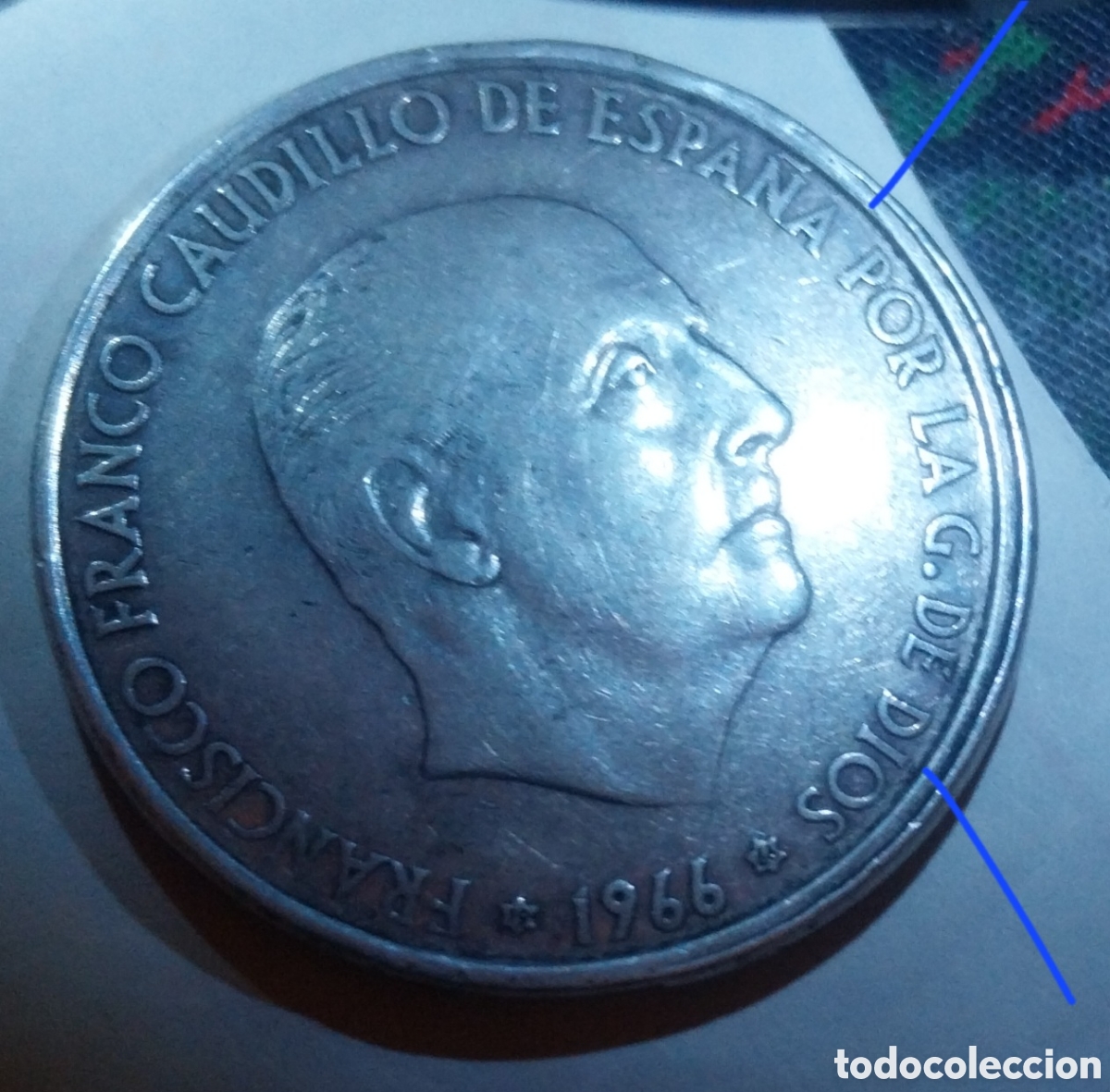 Monedas con errores: 100 Ptas 1966 *66 Plata Error Cospel Mordedura MBC+