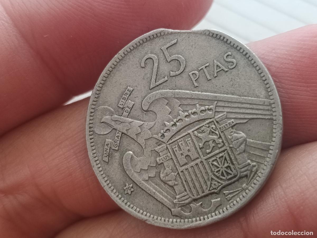 Monedas con errores: 25 pesetas 1957 estrella 70 variedad COSPEL SEGMENTADO
