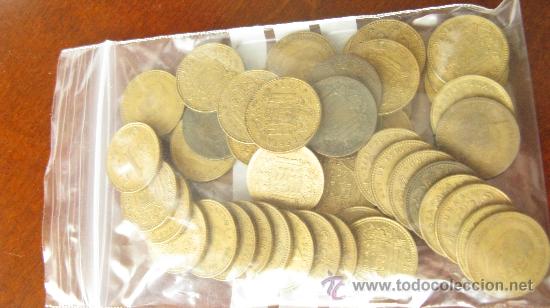 Monedas de Espa&ntilde;a: lote de 48 pesetas de cobre. - Foto 1