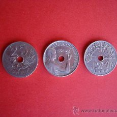 Monedas de España: LOTE DE TRES MONEDAS DE 25 CTM ( 1927 , 1934 Y 1937 ) - EXCELENTE CONSERVACIÓN - ( A 15 ). Lote 29836428