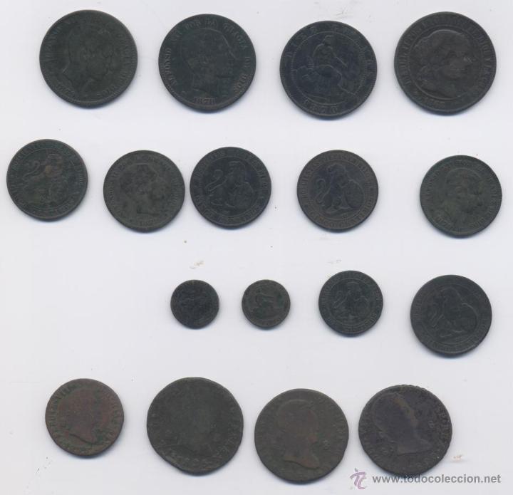 Monedas de Espa&ntilde;a: LOTE DE 17 COBRES - Foto 1