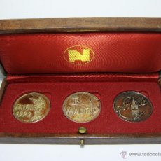Monedas de España: ESTUCHE MONEDAS DE COLECCIÓN. 3 MONEDAS DE PLATA CON BAÑO DE ORO. MADRID - BARCELONA - SEVILLA. 1992