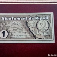 Monedas de España: BILLETE DE 1 PTS MUNICIPIO DE RIPOLL GUERRA CIVIL SIN CIRCULAR. Lote 261228725