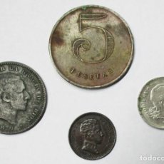 Monedas de España: CONJUNTO DE 3 MONEDAS ESPAÑOLAS ANTIGUAS Y 1 FICHA DINERARIA O COMERCIAL. LOTE 4022. Lote 330257248