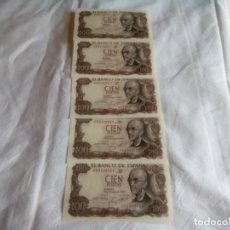 Monedas de España: LOTE DE 5 BILLETES DE 100 PTS MANUEL DE FALLA 1970 , PLANCHA SIN CIRCULAR Y CORRELATIVOS VER DESCRI. Lote 356019050