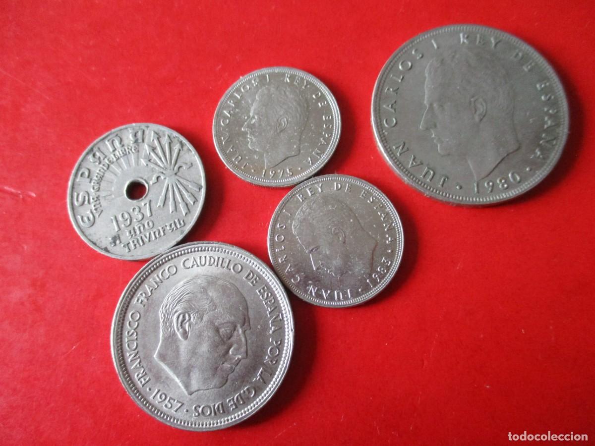 Monedas de Espa&ntilde;a: Lote 5 monedas espa&ntilde;olas diferentes - Foto 1