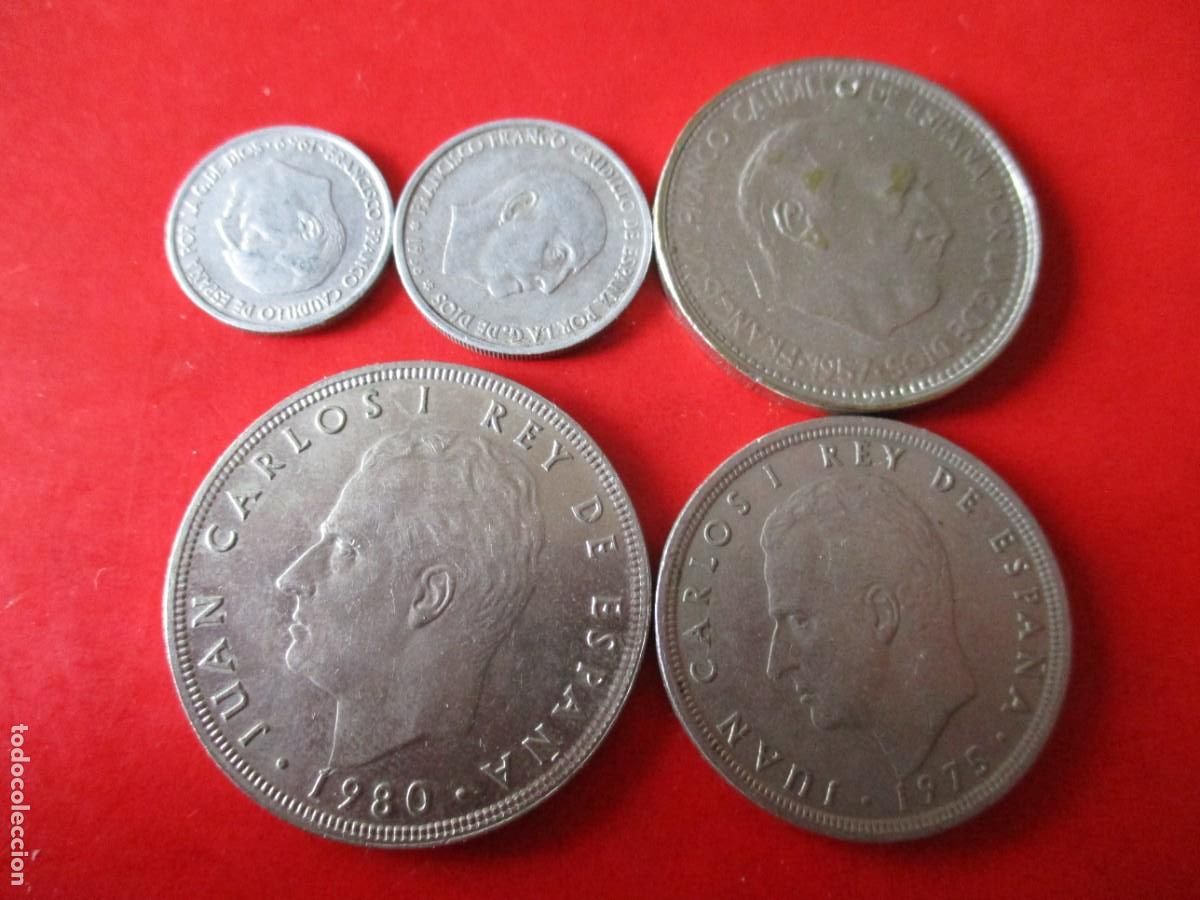 Monedas de Espa&ntilde;a: Lote 5 monedas espa&ntilde;olas diferentes - Foto 1