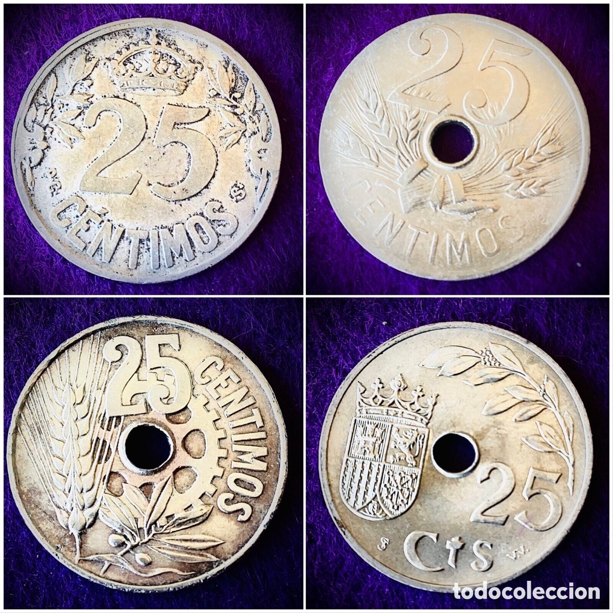 Monedas de Espa&ntilde;a: SERIE COMPLETA - 25 CENTIMOS. - Foto 2