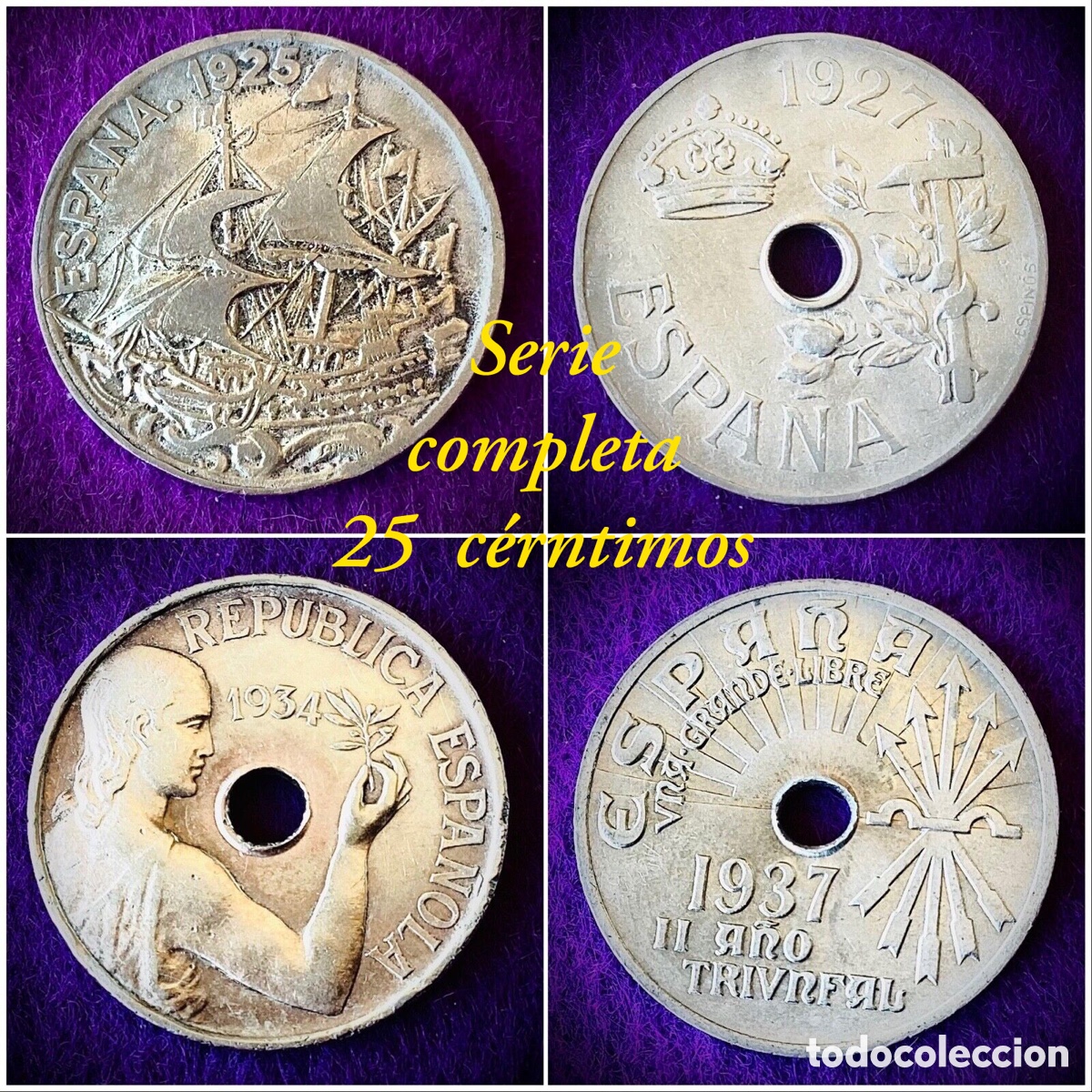 Monedas de Espa&ntilde;a: SERIE COMPLETA - 25 CENTIMOS. - Foto 1