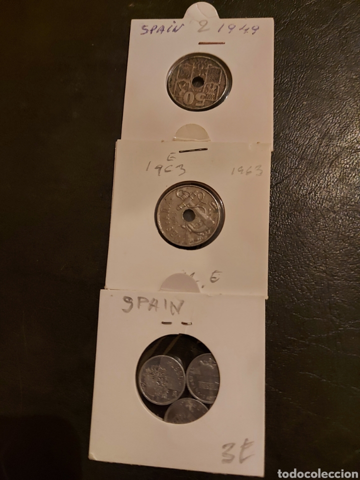 Monedas de Espa&ntilde;a: 3 monedas 1949 2 y3 1pts - Foto 1
