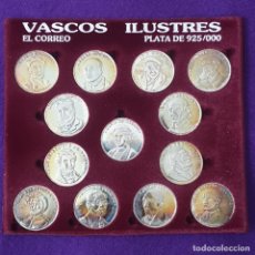 Monedas de España: 13 MONEDAS PLATA 925. VASCOS ILUSTRES. ALAVA. GUIPUZCOA, VIZCAYA. ARRAS. PESO 52GR.. Lote 385888269