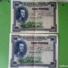 Monedas de España: ESPAÑA 2 BILLETES DE 100 PTS 1925 CORRELATIVOS , B.C.+.---- S.C. DIFICIL. Lote 396597664