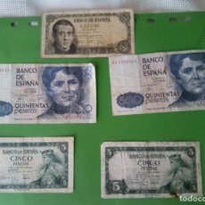 Monedas de España: LOTE DE 5 BILLETES ESPAÑA VARIAS EPOCAS , VARIAS CALIDADES , CIRCULADOS , VER. Lote 396775969