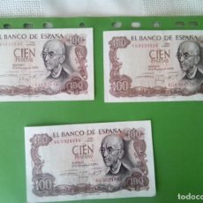 Monedas de España: LOTE DE 3 BILLTES 100 PTS 1970 ”MANUEL DE FALLA” ULTIMO BILLETE FRANQUISTA, B.C. CIRCULADOS