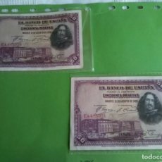Monedas de España: DOS BILLETES 50 PTS 1928 B.C CORRELATIVOS , EN FUNDA , VER