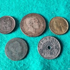 Monedas de España: (392) - 5 MONEDAS DE 25 CÉNTIMOS DE 1925 Y 1927