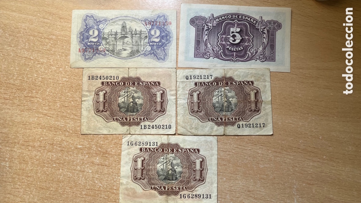 Monedas de Espa&ntilde;a: Lote 5 billetes Espa&ntilde;a - Foto 2