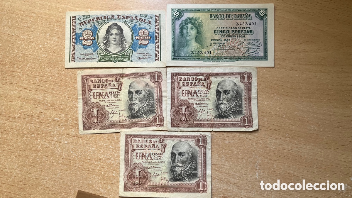 Monedas de Espa&ntilde;a: Lote 5 billetes Espa&ntilde;a - Foto 1