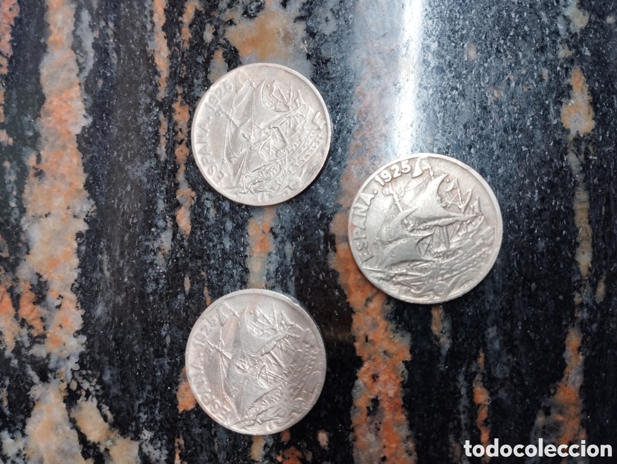 Monedas de Espa&ntilde;a: Lote 3 monedas 25 c&eacute;ntimos 1925 - Foto 2