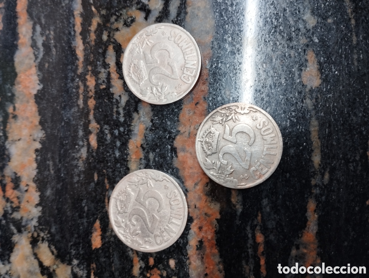 Monedas de Espa&ntilde;a: Lote 3 monedas 25 c&eacute;ntimos 1925 - Foto 3
