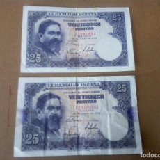Monedas de España: DOS BILLETES DE 25 PESETAS 1954 , ALBENIZ , CIRCULADOS , VER