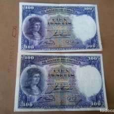 Monedas de España: DOS BILLETES DE 100 PTS 1931 GONZALO FERNANDEZ DE CORDOBA , CIRCULADOS , B.C.