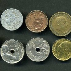 Monedas de España: LOTE DE 9 MONEDAS ANTIGUAS ESPAÑOLAS AUTENTICAS ALFONSO XIII REPUBLICA Y FRANQUISMO