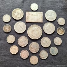Monedas de España: ⚜️ AX023. BUEN LOTE DE MONEDAS Y PLACA / LINGOTE DE PLATA
