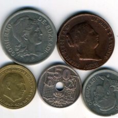 Monedas de España: XS- ESPAÑA LOTE X5 MONEDAS INCLUYE FLECHAS HACIA DEBAJO, ISABEL II, EUZKADI, ETC.