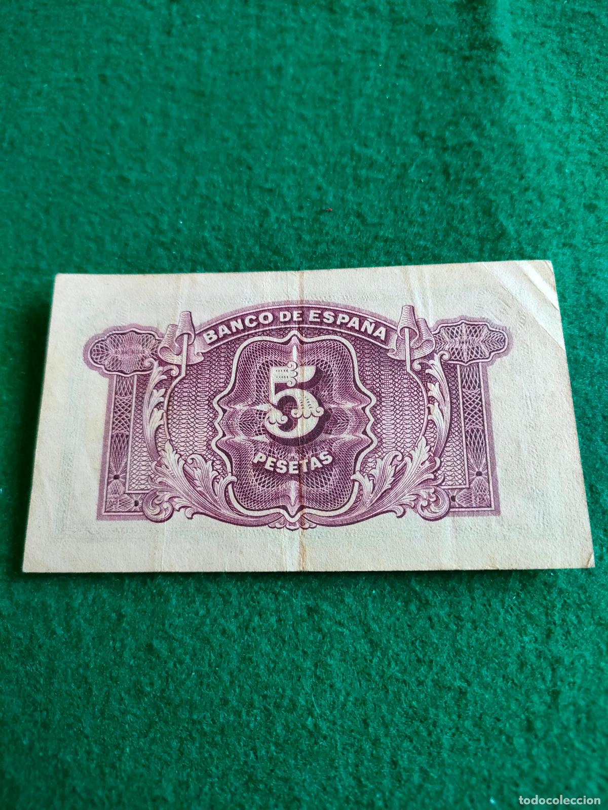 Monedas de Espa&ntilde;a: BILLETE DE CINCO PESETAS DE 1935 - Foto 2