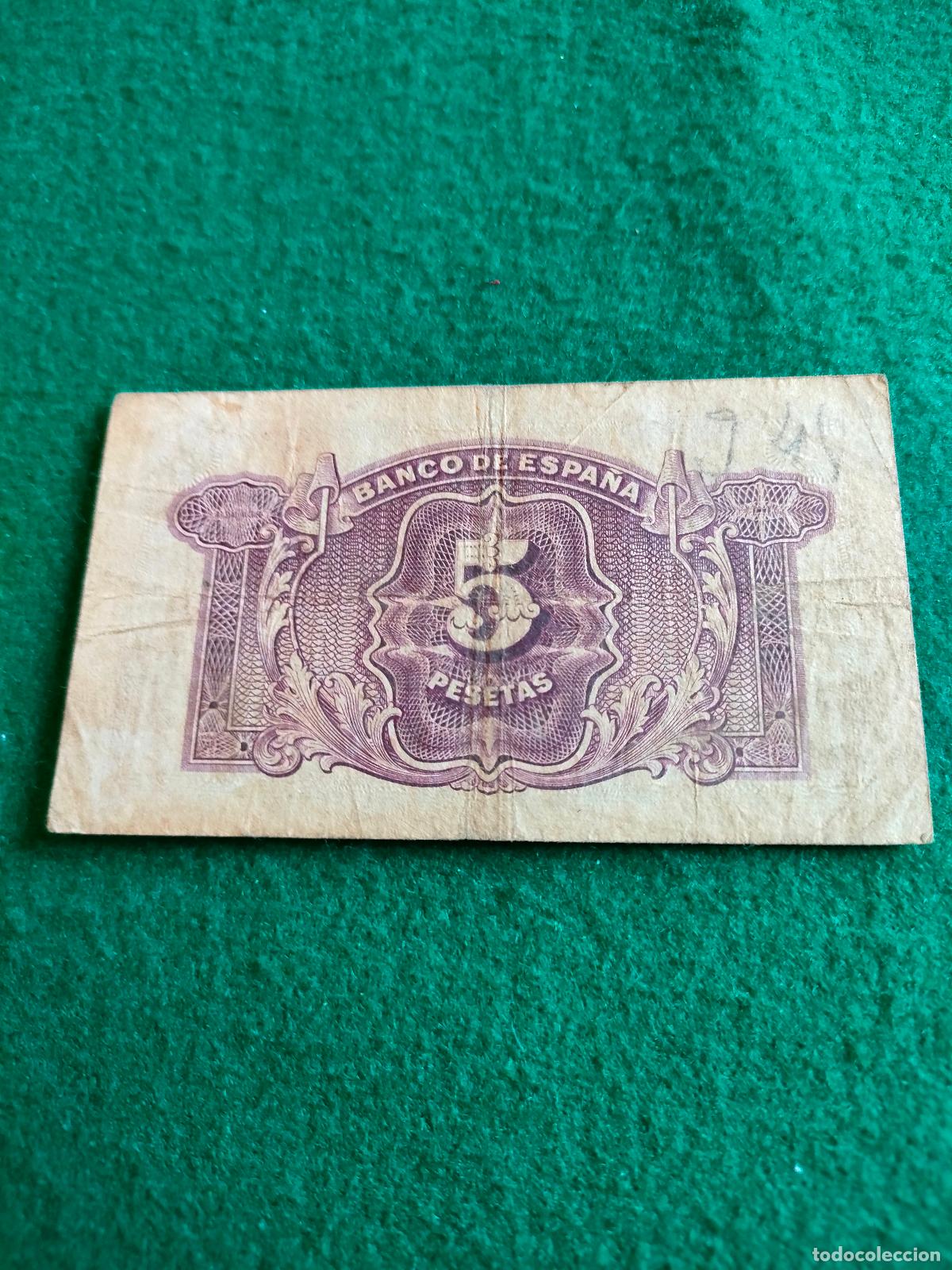 Monedas de Espa&ntilde;a: BILLETE DE CINCO PESETAS DE 1935 - Foto 2