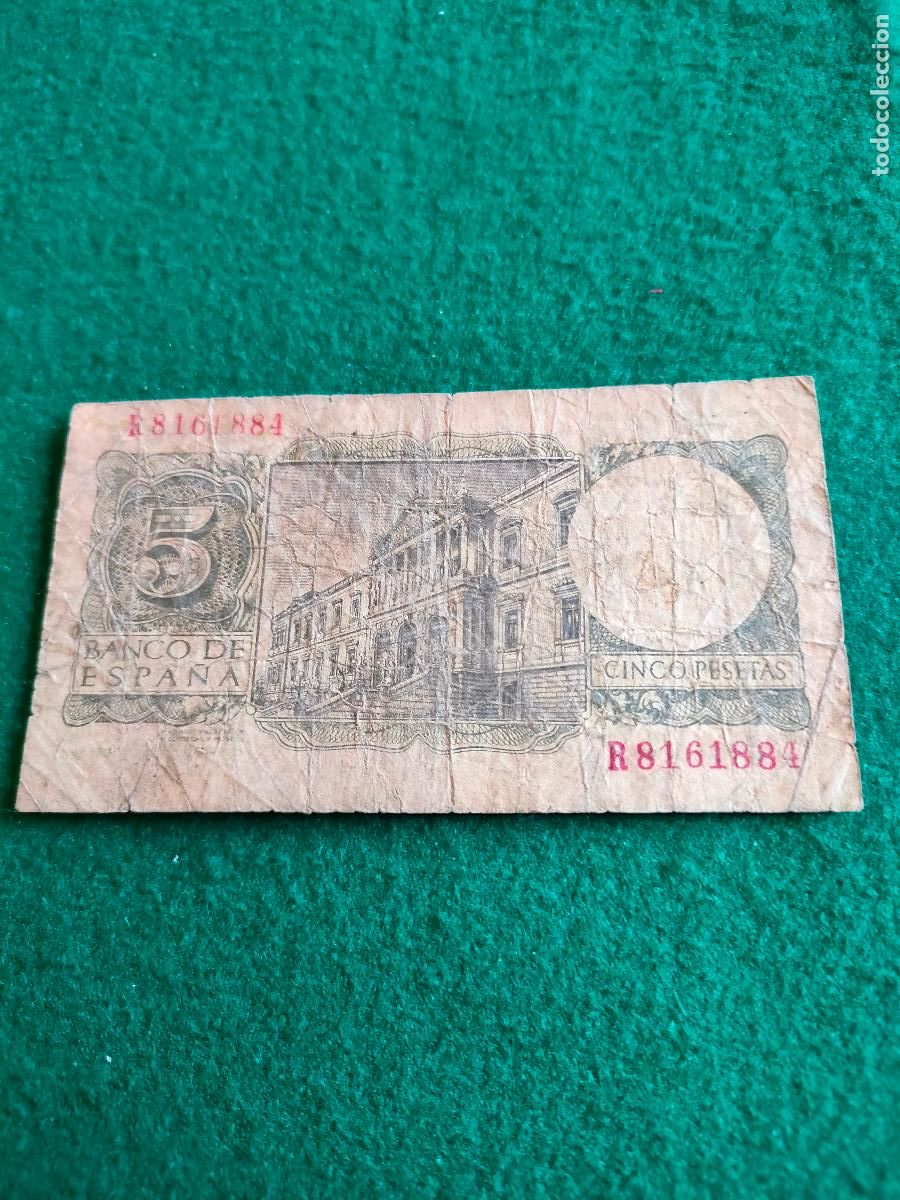 Monedas de Espa&ntilde;a: BILLETE DE CINCO PESETAS DE 1954 - Foto 2