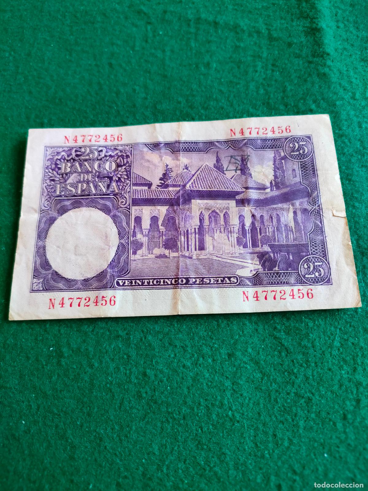 Monedas de Espa&ntilde;a: BILLETE DE 25 PESETAS DE 1954 - Foto 2